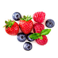 strawberry, raspberry and blueberry fruit pile